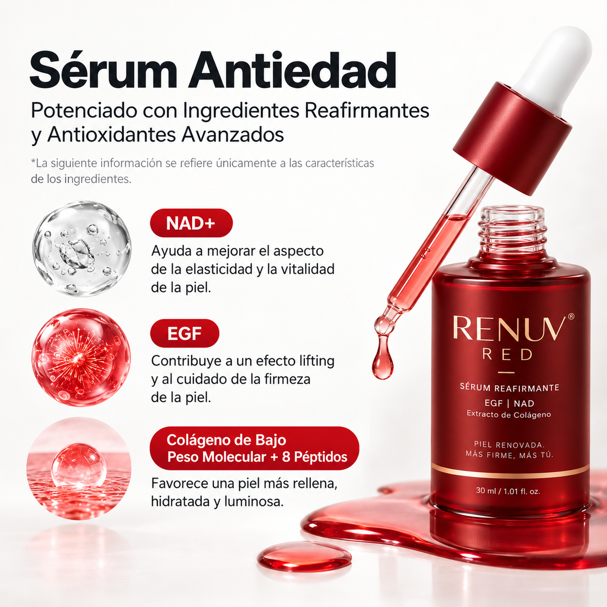 RENUV RED | EGF + NAD+ COLÁGENO | 30ml